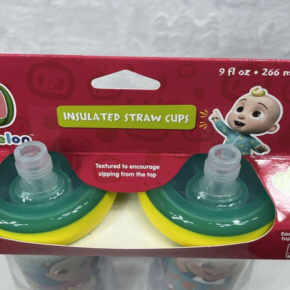TOMY Cocomelon 2pk Insulated Straw Cups 9 fl oz 18 Months+ Sippy Cup NEW - Picture 7 of 9